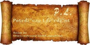 Petróczy Lóránt névjegykártya